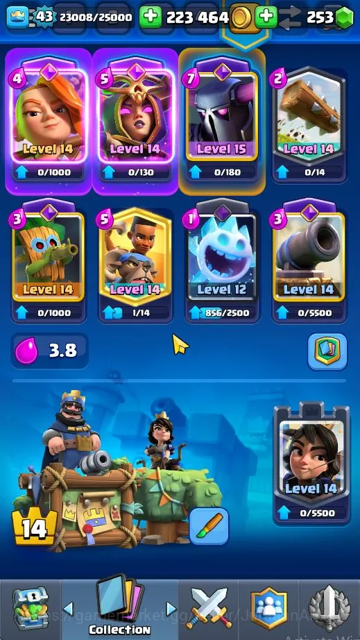 Clash Royale Accounts High-End Lvl43|Trophy 9047|Limited Skin|KTL 14|Card 119|10 EVO,6 Champion,21 Legend,33 Epic,30 Rare,29 4