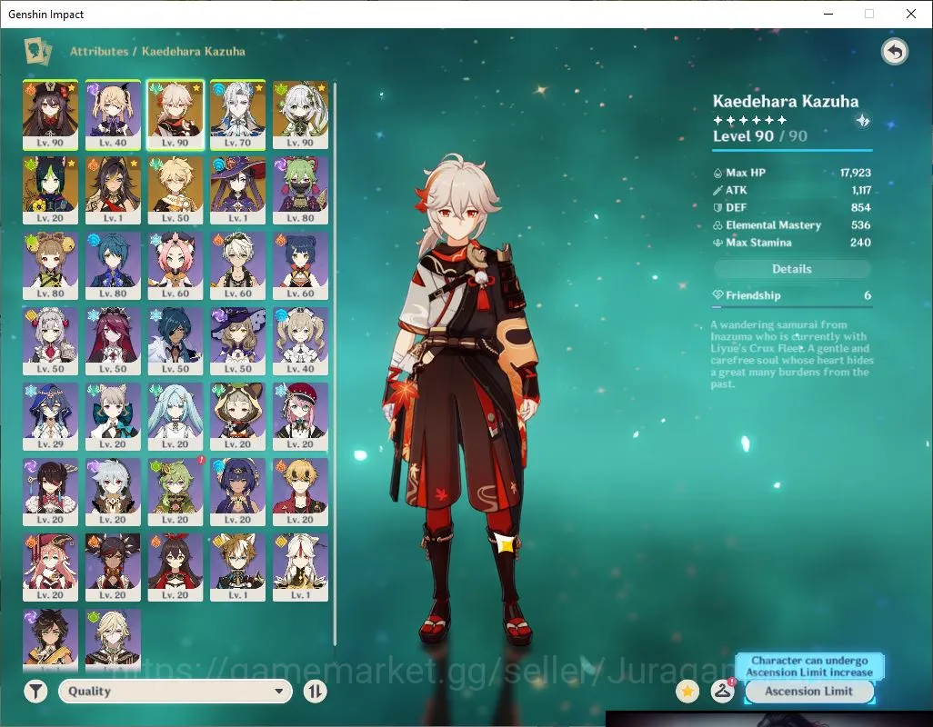 Genshin Impact Accounts Mid Game ASIA|AR 53| 4 Limited + 1 [5 Star's Weapon][HuTao +Sign] Kazuha,Nauvillete,Nahida |MC 4