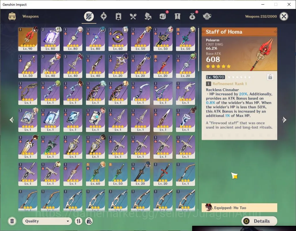 Genshin Impact Accounts Mid Game ASIA|AR 53| 4 Limited + 1 [5 Star's Weapon][HuTao +Sign] Kazuha,Nauvillete,Nahida |MC 5