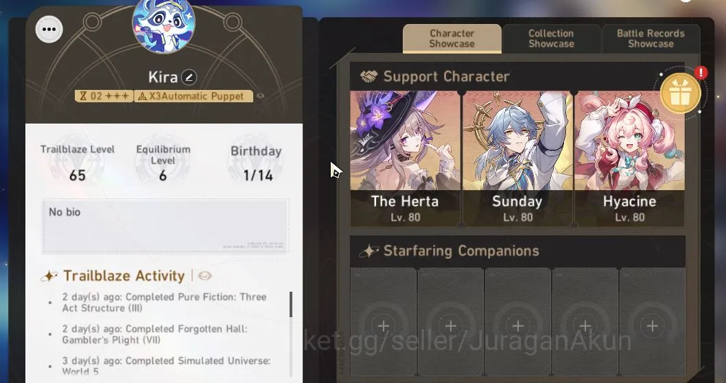 Honkai Star Rail Mid Game ASIA|TL65|7 Limited[The Herta+Sign,Sunday,Hyacine, image 1