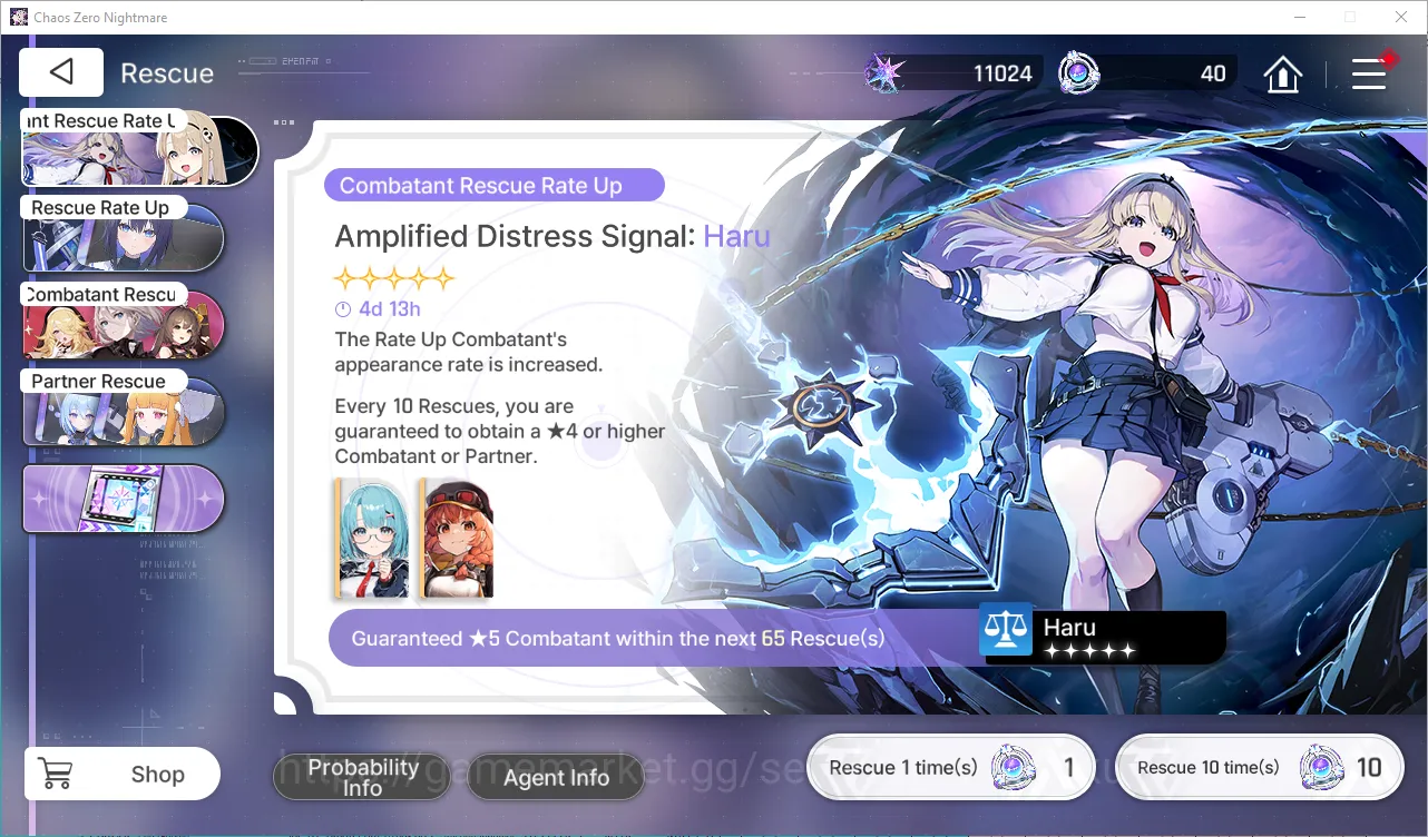Chaos Zero Nightmare Accounts GLOBAL Lv40| 11k Cry + 40 Limit Orb| 5 SSR (Haru+Sign,HugoM1,Rin,Reno,Luke) + 10SR 2