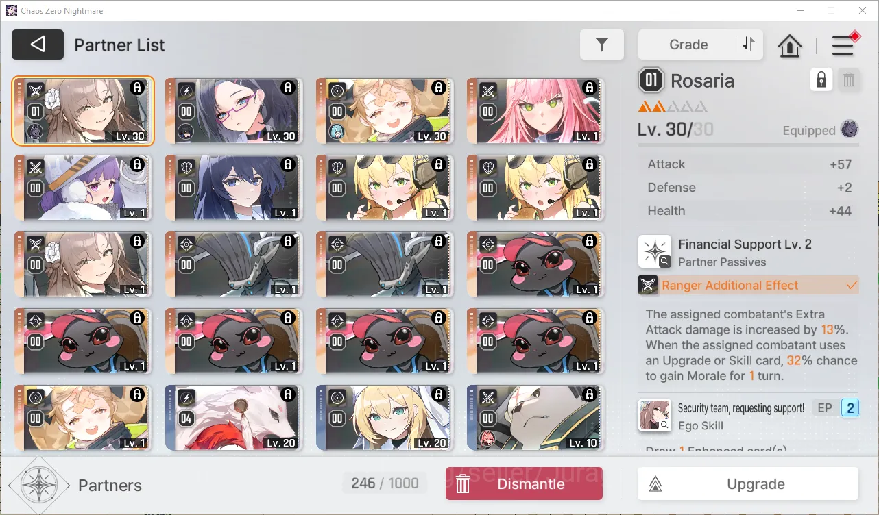 Chaos Zero Nightmare Accounts ASIA Lv29| 5 SSR (HugoM1,Luke,Magna,Rin,MeiLin) + 6 SR (MikaM6,BerylM2,etc) + 17 SR Partners 5