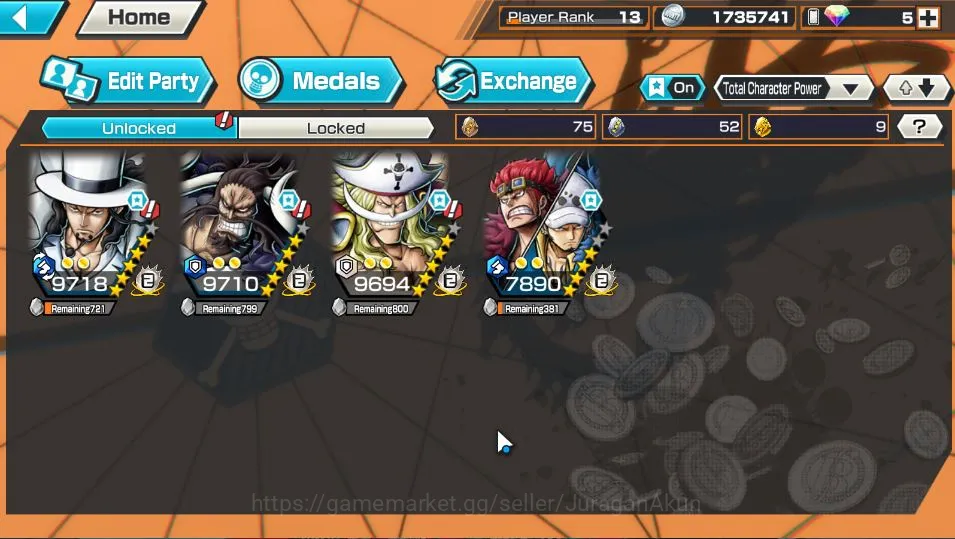 One Piece Bounty Rush Accounts Starter Global|4 META EX| Awaken Rob Lucci,Strongest Alive Kaido,Great Pirate Newgate,BMO 5