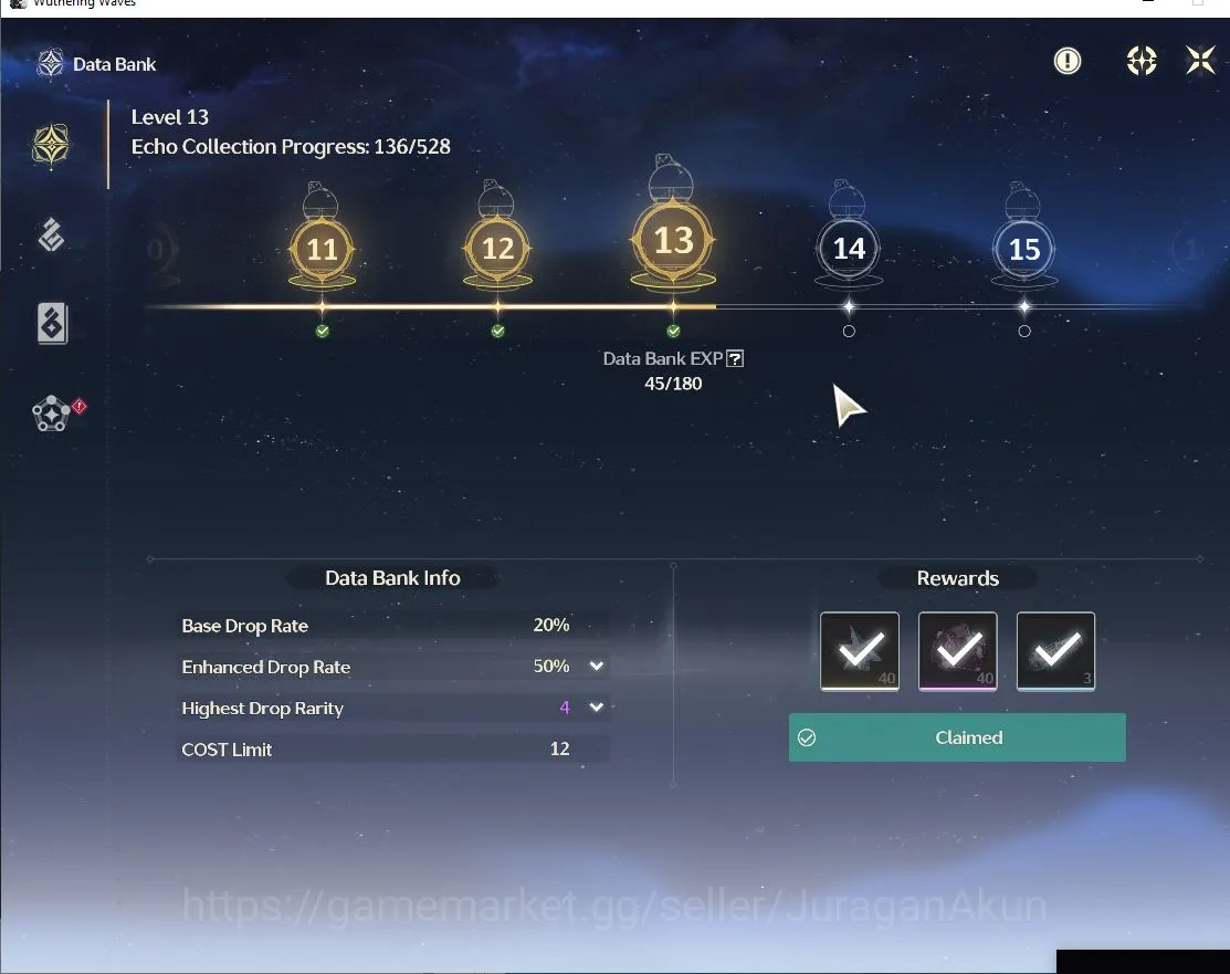 Wuthering Waves Accounts Starter SEA| UL39 | Starter |2 Limited (Iuno+Sign,Zani)| DB Lv 13 |Log Google|Take Email|Check SS 3