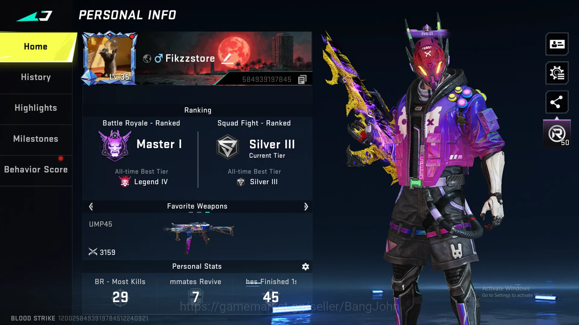 Eternal Qbz lvl 4 , Eternal Vector lvl 2 | Ultra Ethan+Katya+Hank | Ultra M4a1+Inp-9+M700+Ump45 , Limited Rpk+Mp155 , Collab Mcx eva ~ BS055B Blood Strike Others Eternal Qbz lvl 4 , Eternal Vector lvl 2 | Ultra E image 1