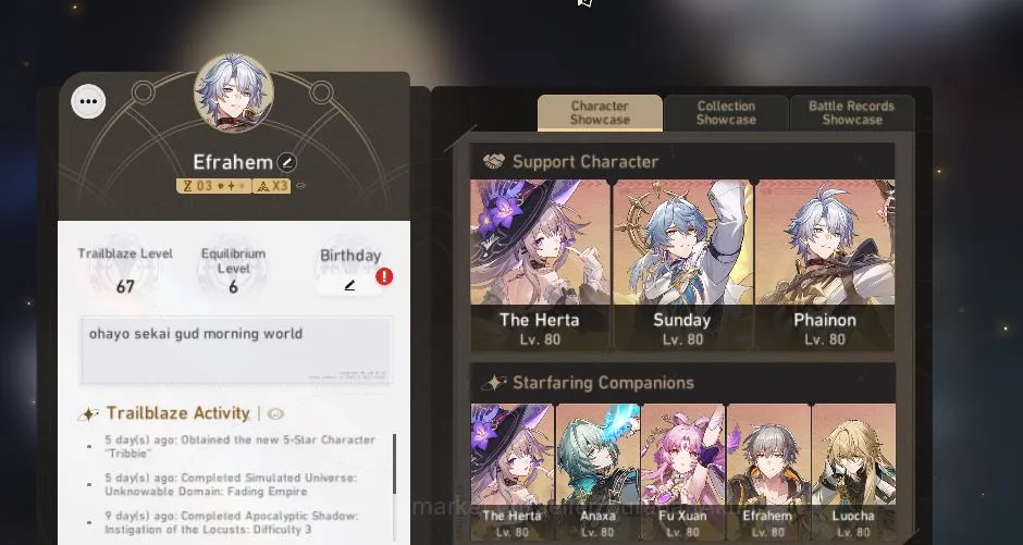 Honkai Star Rail Mid Game ASIA|TL 67|9 Limited|Phainon,Sunday,3B,The Herta,D image 1