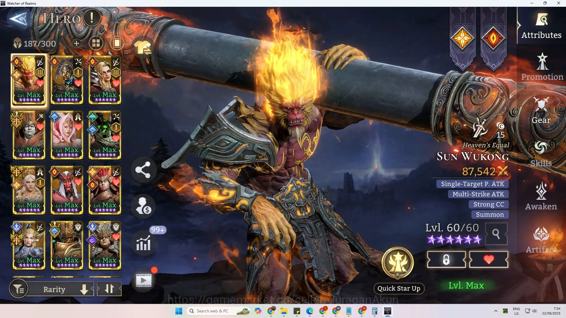 Watcher of Realms Accounts End-Game Global 600xx|4.1M Power|5Lord(Praetus,Cyrus,Twinfiend,etc)+1Unnamable(Ymiret 2