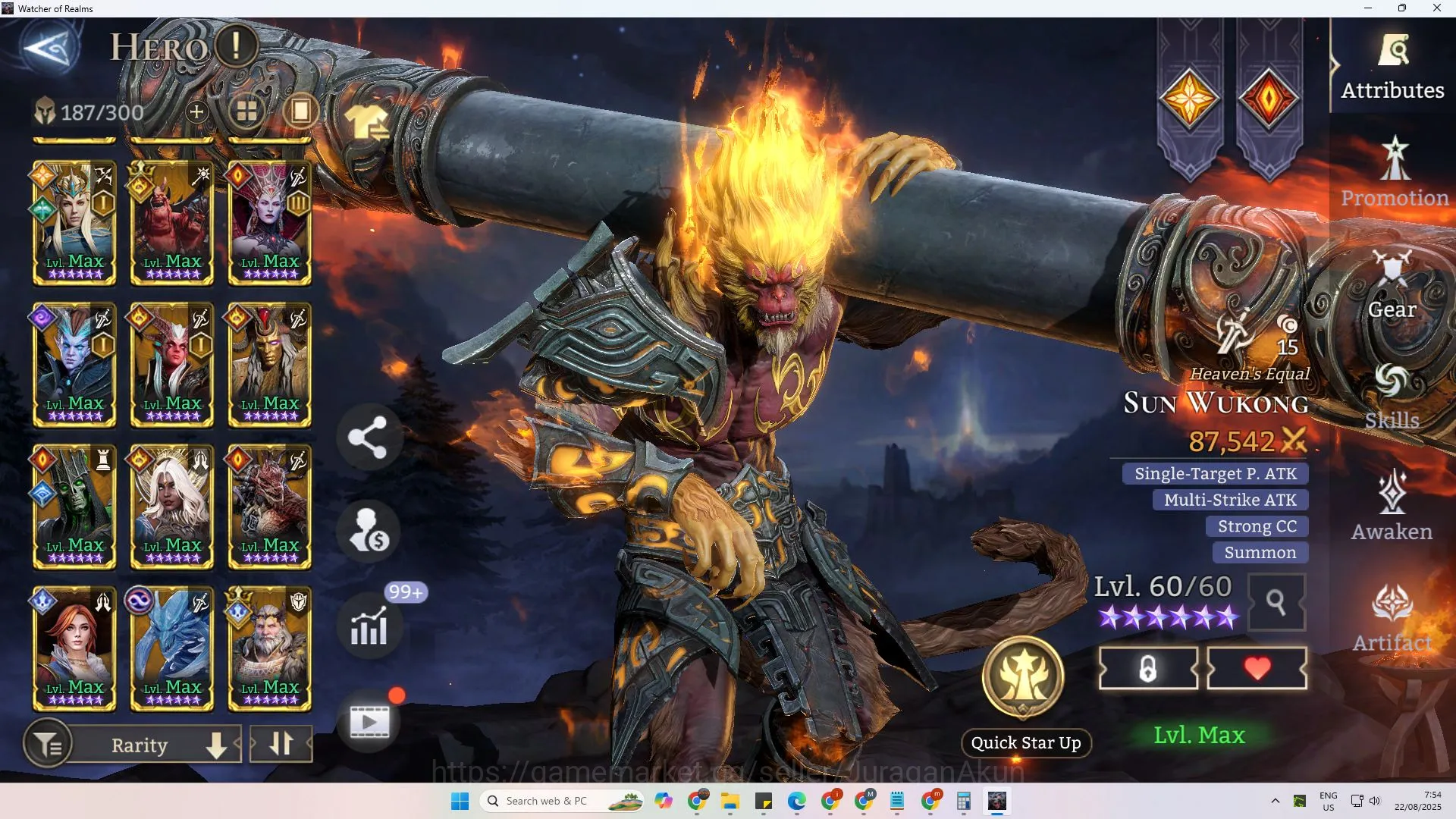 Watcher of Realms Accounts End-Game Global 600xx|4.1M Power|5Lord(Praetus,Cyrus,Twinfiend,etc)+1Unnamable(Ymiret 3