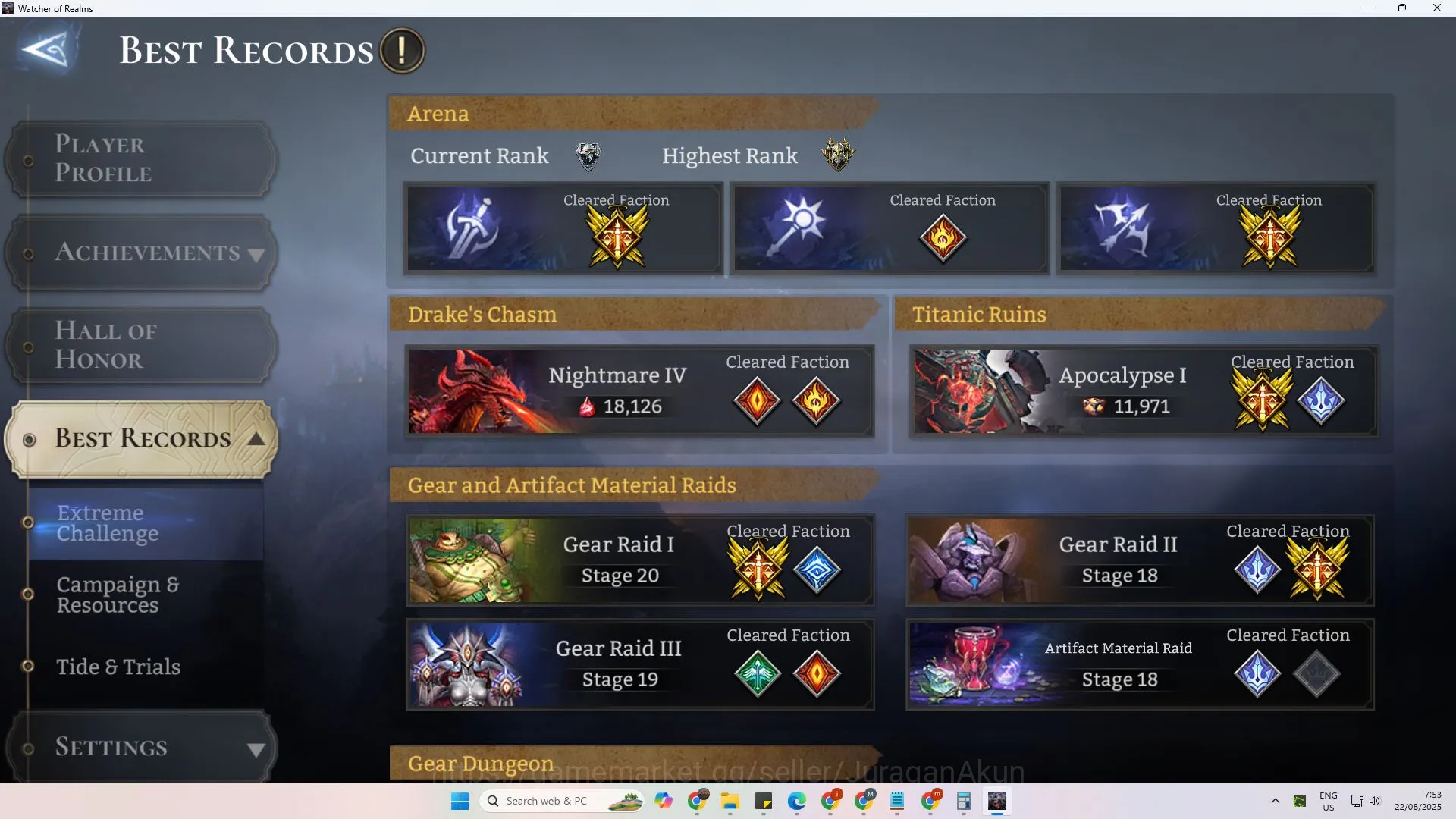 Watcher of Realms Accounts End-Game Global 600xx|4.1M Power|5Lord(Praetus,Cyrus,Twinfiend,etc)+1Unnamable(Ymiret 8