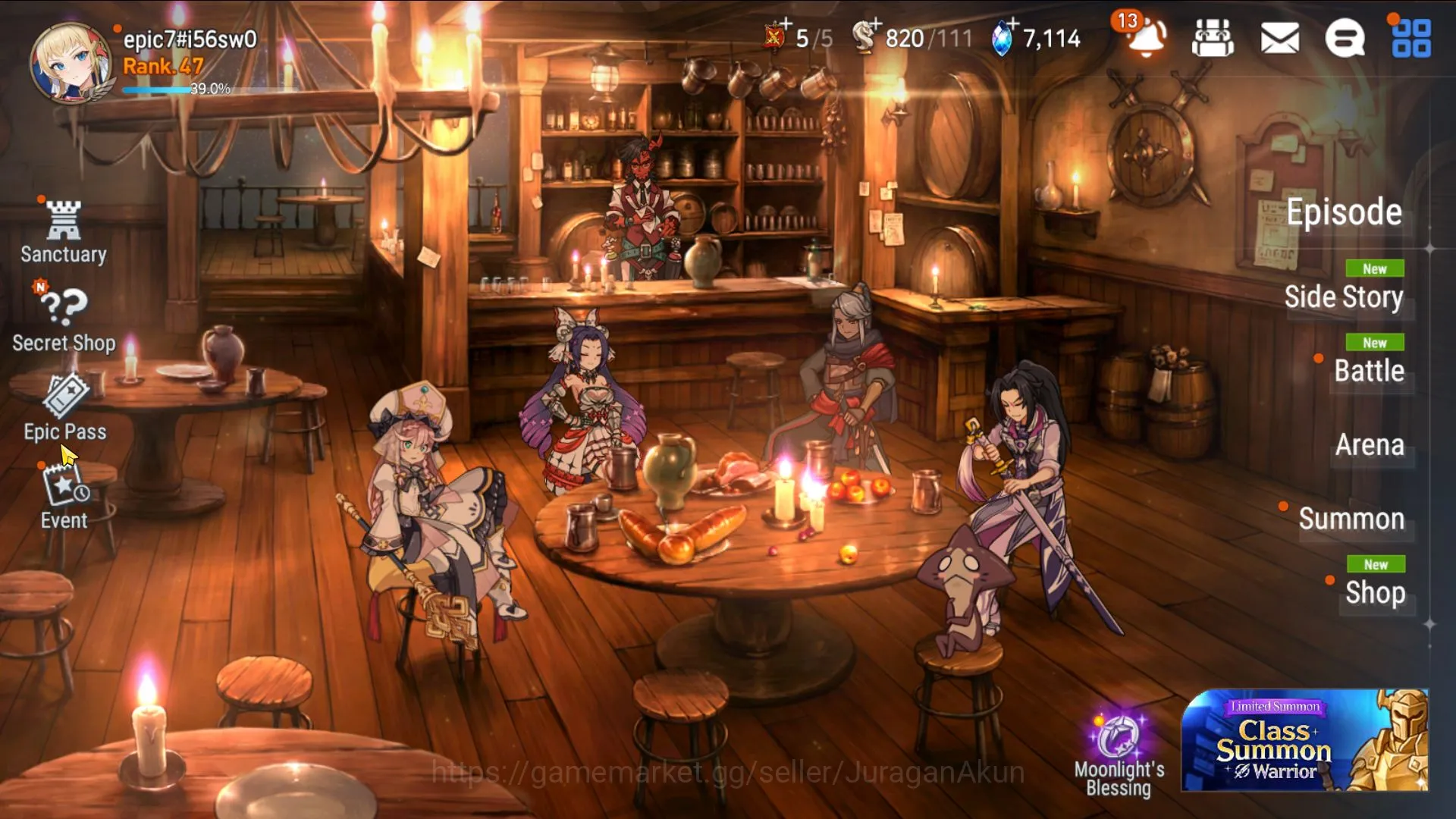Epic Seven Accounts Starter Global Unverif|6ML(Ilynav,NC Landy,S Sez,F Cecilia etc)93Char,limit Robin Hunt Wyvrn hell auto