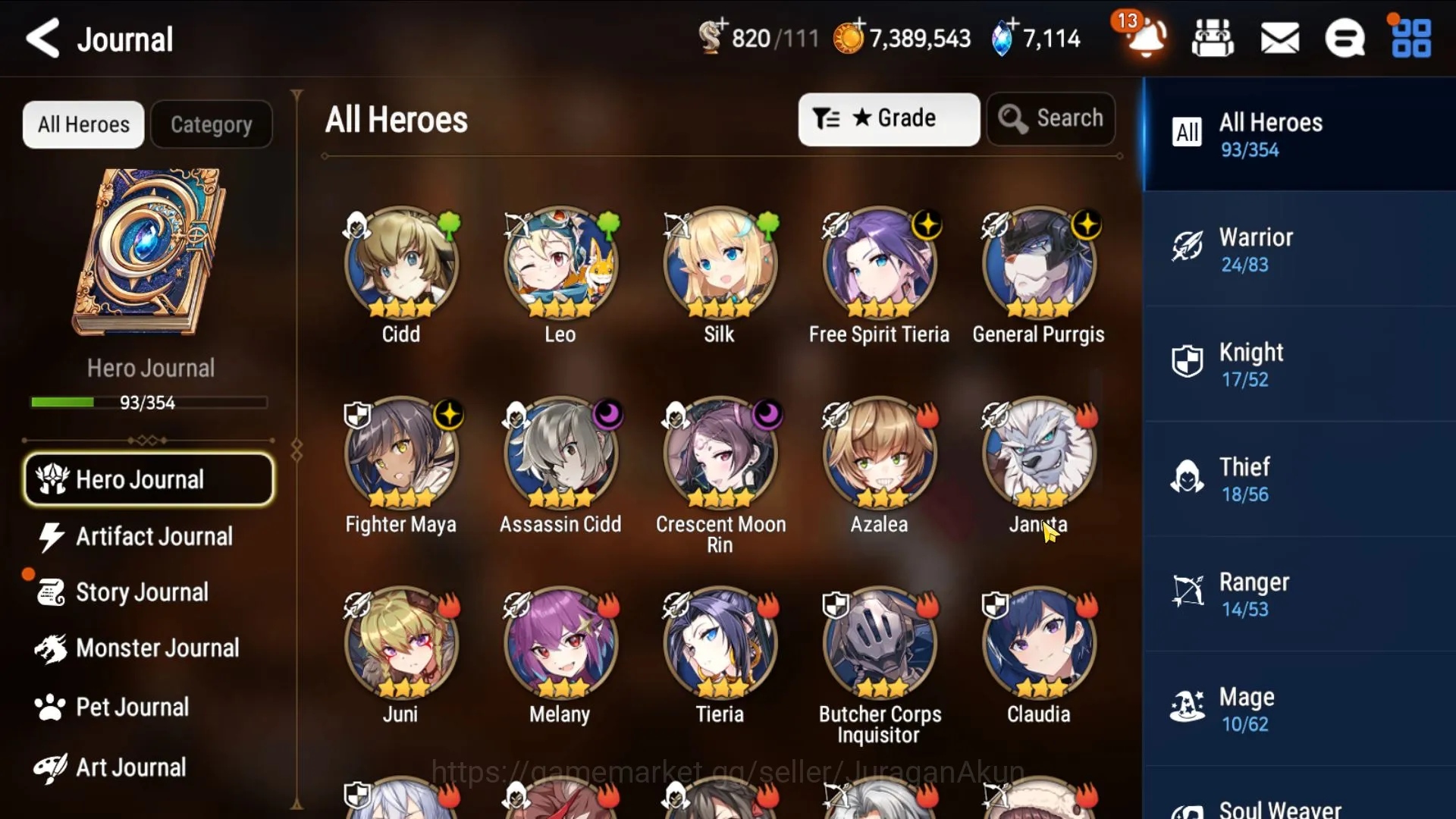Epic Seven Accounts Starter Global Unverif|6ML(Ilynav,NC Landy,S Sez,F Cecilia etc)93Char,limit Robin Hunt Wyvrn hell auto 4