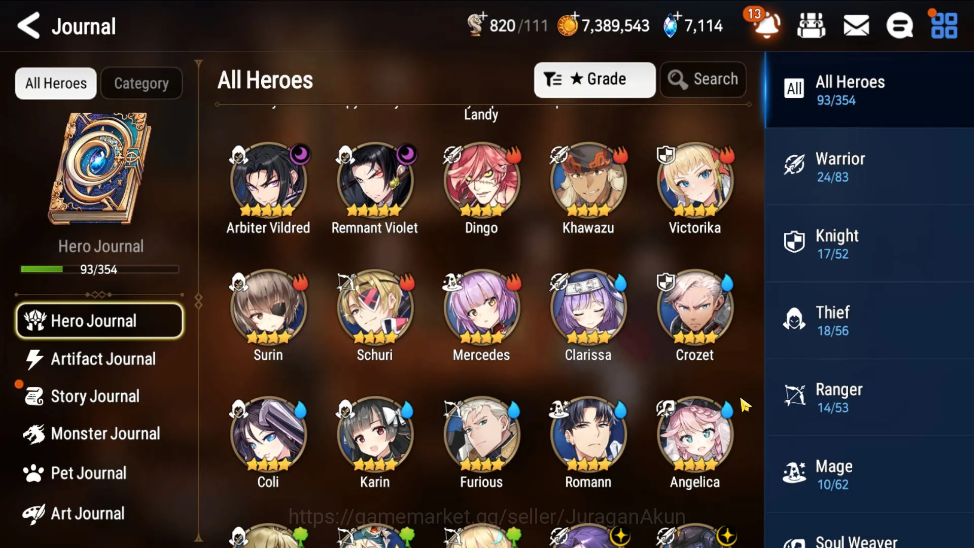 Epic Seven Accounts Starter Global Unverif|6ML(Ilynav,NC Landy,S Sez,F Cecilia etc)93Char,limit Robin Hunt Wyvrn hell auto 8