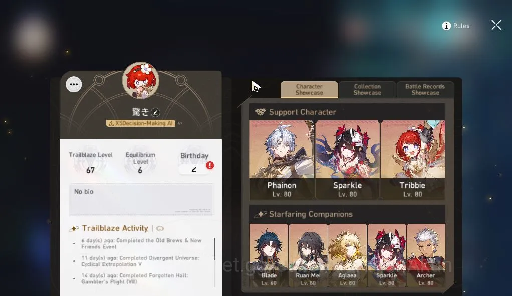 Honkai Star Rail Mid Game Asia|TL 67|8 Limited[Phainon,Sunday,B3,Sparkle,Agl image 1