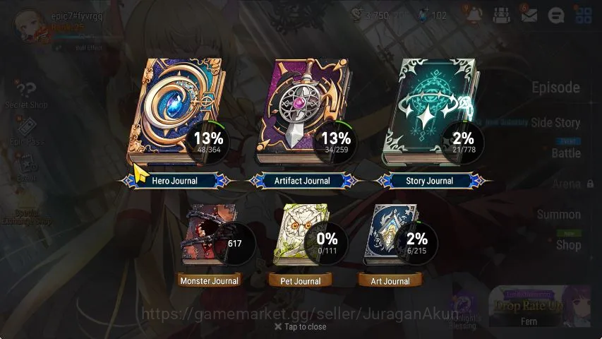 Epic Seven Accounts Starter Global Unverif|Fresh Starter|2 ML(Eternal Ludwig, Har setti)+ Lidica,Violet,etc|POH 3
