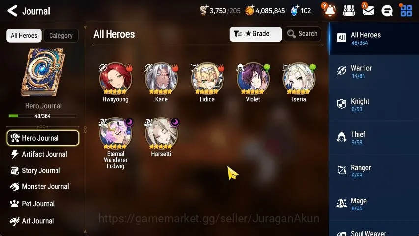 Epic Seven Accounts Starter Global Unverif|Fresh Starter|2 ML(Eternal Ludwig, Har setti)+ Lidica,Violet,etc|POH 4