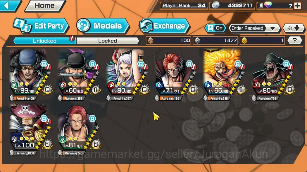 One Piece Bounty Rush Accounts Mid-Tier Global|8 META Extreme[Linlin,Kuzan,Roronoa 3