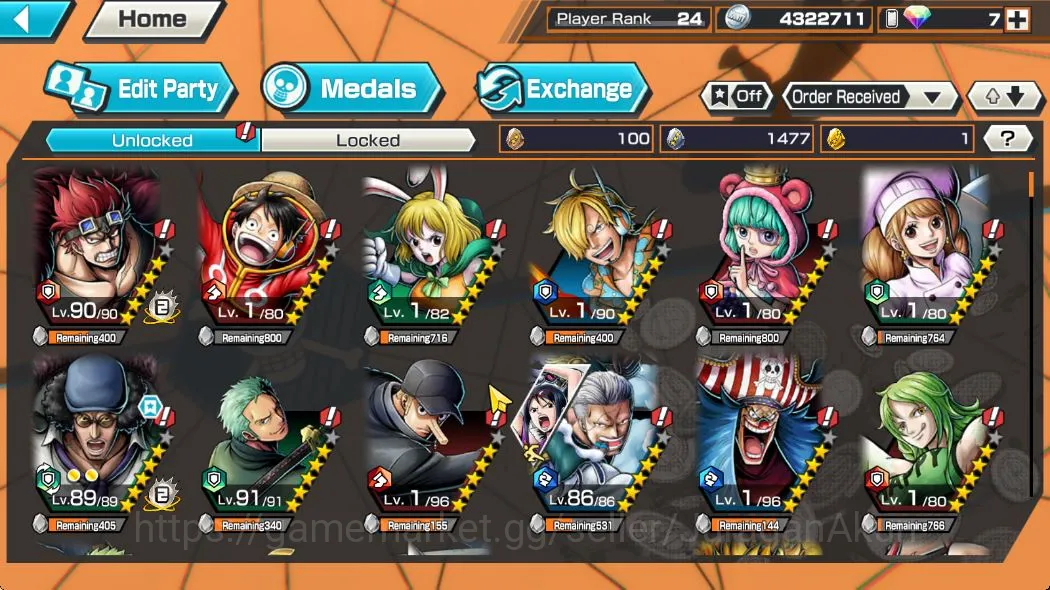 One Piece Bounty Rush Accounts Mid-Tier Global|8 META Extreme[Linlin,Kuzan,Roronoa 4