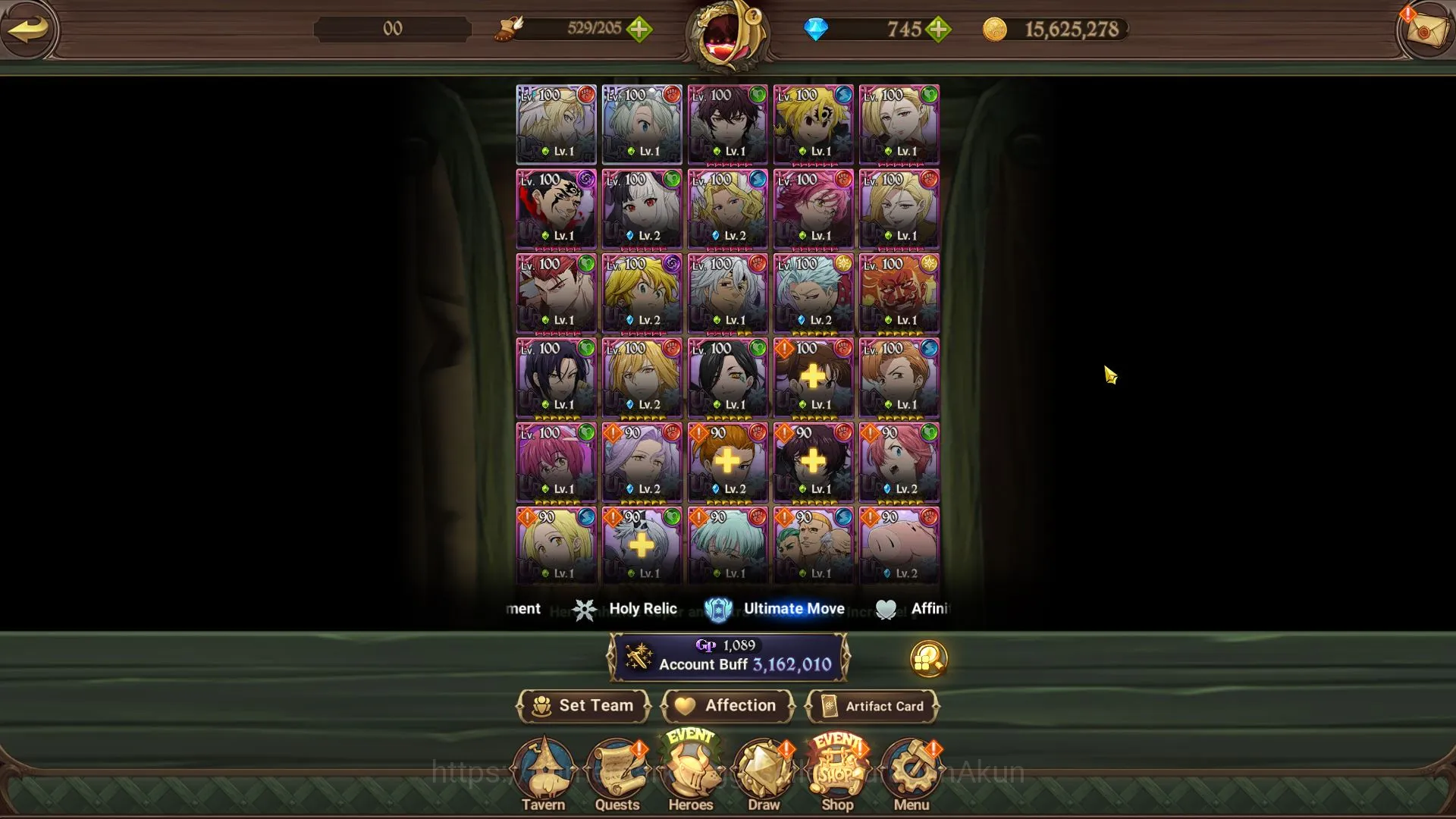 The Seven Deadly Sins: Grand Cross Accounts Midgame ASIA | 3,1M CC | 2 LR + 3 UR + 745 Gems 4