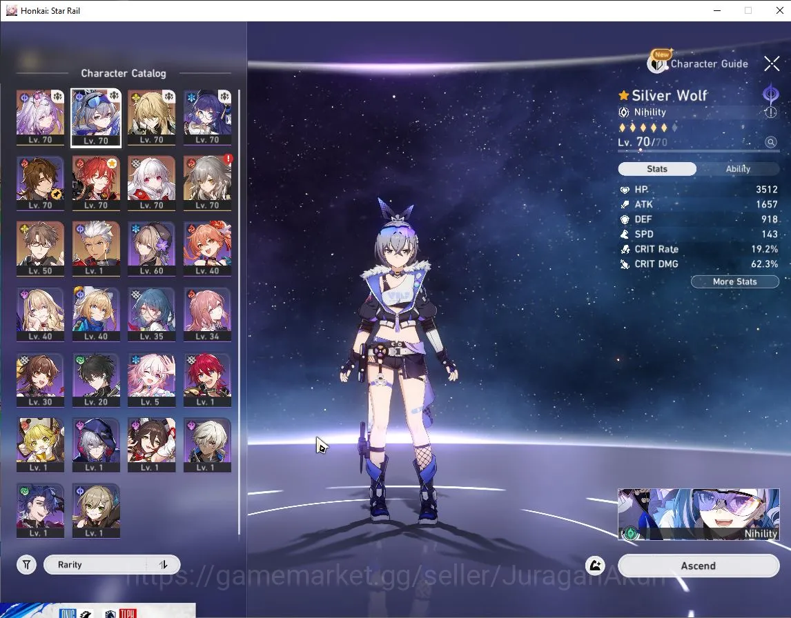 Honkai Star Rail Accounts Mid Game ASIA|TL 60|4 Limited[Castorice,Silver Wolf,Luocha,Archer]|Amphoreus|MC Female|Take 2