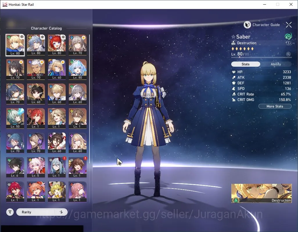 Honkai Star Rail Accounts Mid Game ASIA|TL 62|9 Limited|Saber E1+Sign 2