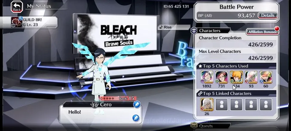 Bleach: Brave Souls Accounts Mid-Tier [GLOBAL]|10k Orb|7 Char 5/5[Trio TYBW25(Uryu,Renji,Jushiro),Ichigo TYBW24,Oh-Etsu 3