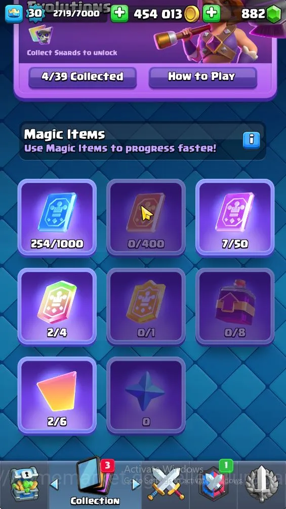 Clash Royale Accounts Midgame Lvl 30|Trophy 5889|KTL 11|Card 99|4 EVO,1 Champion,7 Legend,32 Epic,30 Rare,29 Common|Gems 2