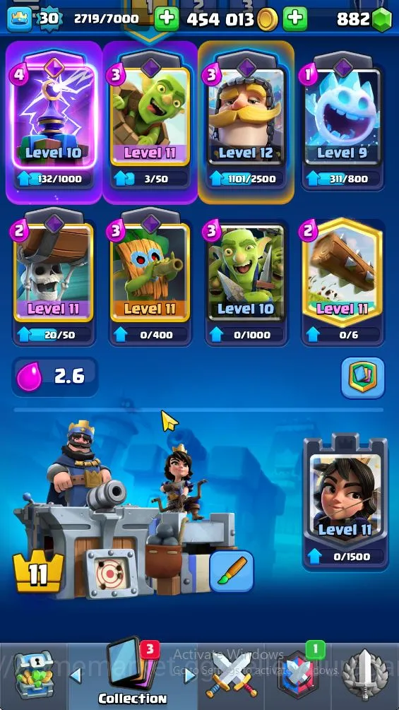 Clash Royale Accounts Midgame Lvl 30|Trophy 5889|KTL 11|Card 99|4 EVO,1 Champion,7 Legend,32 Epic,30 Rare,29 Common|Gems 3