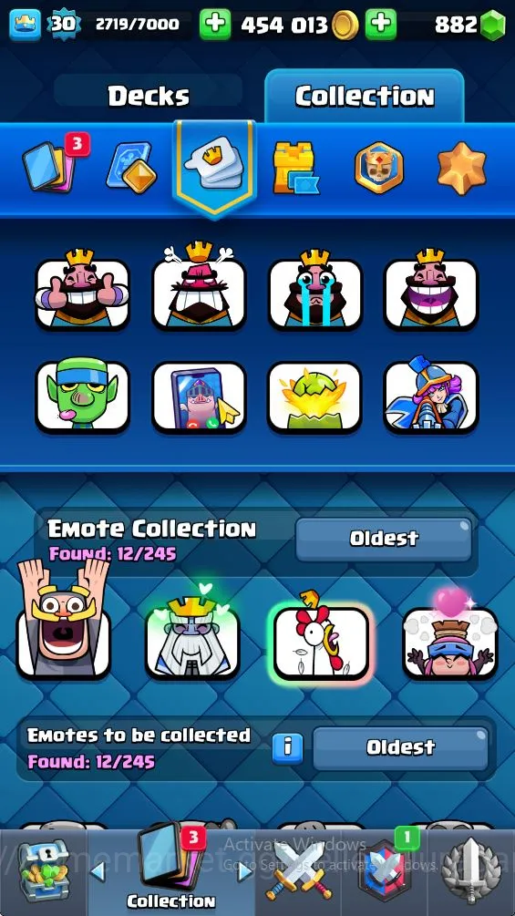 Clash Royale Accounts Midgame Lvl 30|Trophy 5889|KTL 11|Card 99|4 EVO,1 Champion,7 Legend,32 Epic,30 Rare,29 Common|Gems 4