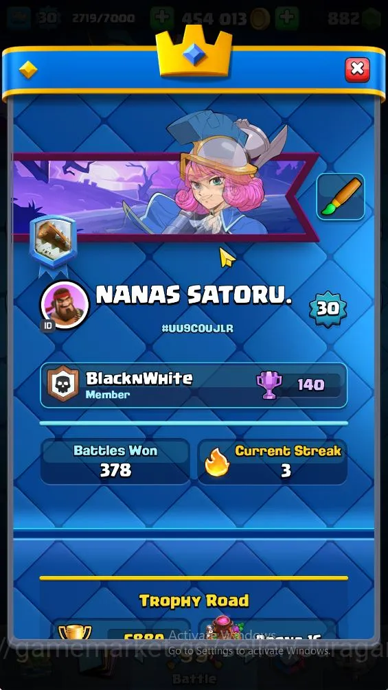 Clash Royale Accounts Midgame Lvl 30|Trophy 5889|KTL 11|Card 99|4 EVO,1 Champion,7 Legend,32 Epic,30 Rare,29 Common|Gems 5