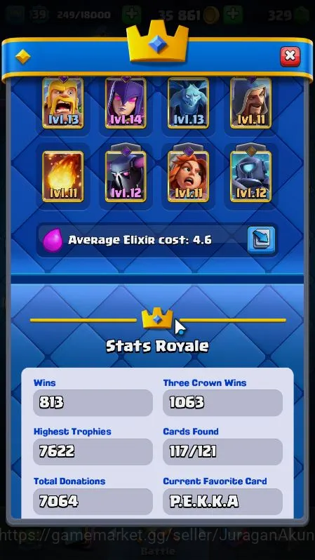 Clash Royale Accounts Midgame Lvl 39|Trophy 7622|KTL 11|Limited Skin|Card 117|1 Hero,6 EVO,4 Champ,21 Legend,33 Epic,30 5