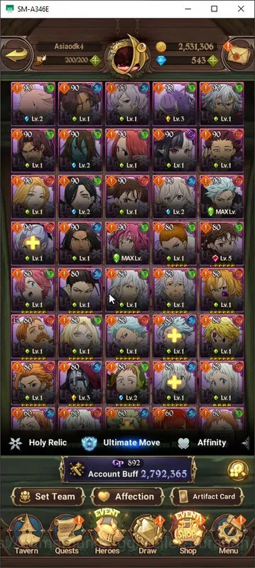 The Seven Deadly Sins: Grand Cross Accounts Midgame ASIA|2,7M CC|2 LR + 2 UR + 543 Gems 4
