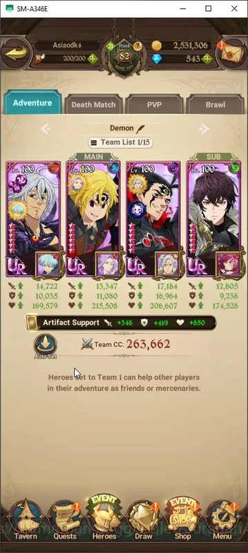 The Seven Deadly Sins: Grand Cross Accounts Midgame ASIA|2,7M CC|2 LR + 2 UR + 543 Gems 6