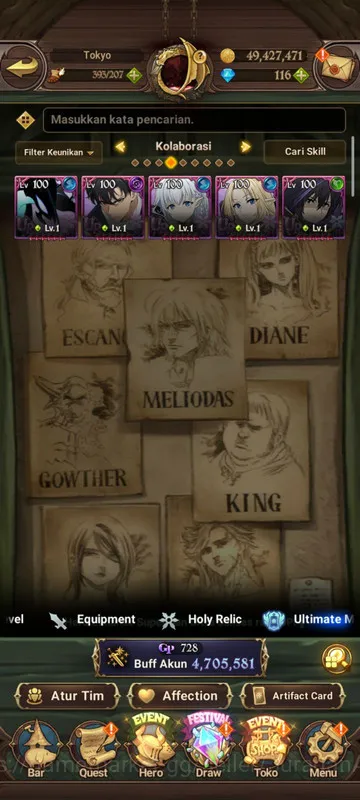 The Seven Deadly Sins: Grand Cross Accounts Endgame Asia |4,7M CC|3LR + 5UR + Collab Solev + Eminence (Ludo, Merlin2/6 3