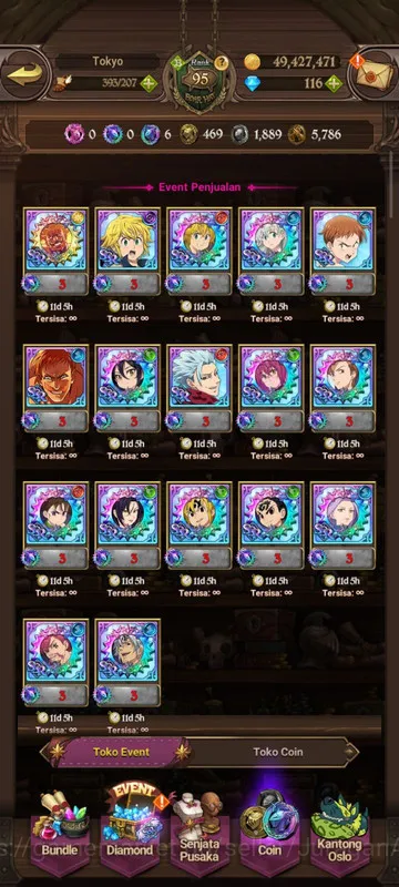 The Seven Deadly Sins: Grand Cross Accounts Endgame Asia |4,7M CC|3LR + 5UR + Collab Solev + Eminence (Ludo, Merlin2/6 5