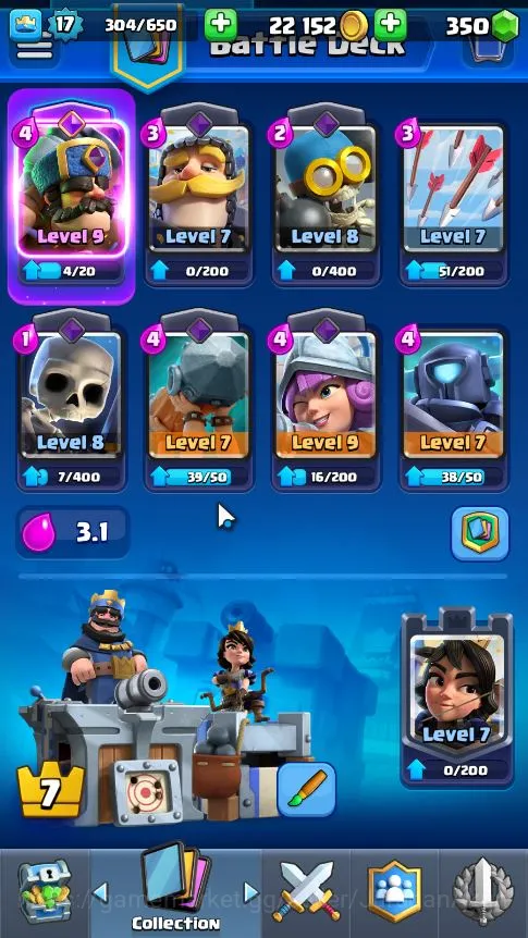 Clash Royale Accounts Starter Lvl 17|Starter|Trophy 1301|Limited Skin|KTL 7|Card 28|1 EVO,1 Epic,14 Rare,13 Common|Gems