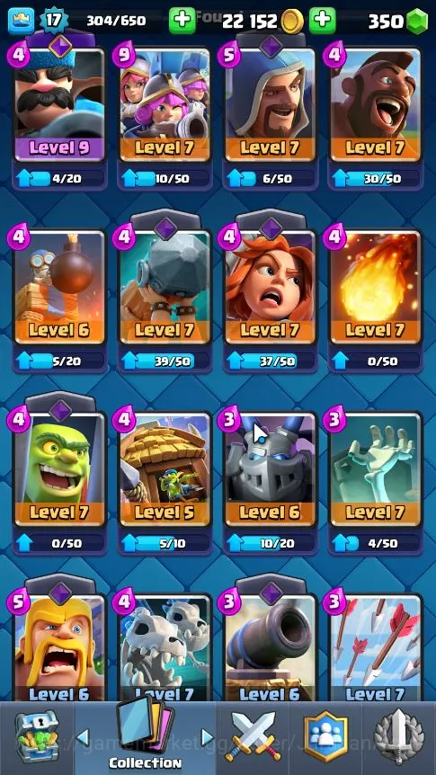 Clash Royale Accounts Starter Lvl 17|Starter|Trophy 1301|Limited Skin|KTL 7|Card 28|1 EVO,1 Epic,14 Rare,13 Common|Gems 2