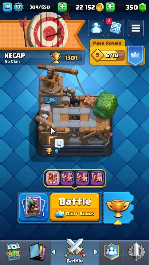 Clash Royale Accounts Starter Lvl 17|Starter|Trophy 1301|Limited Skin|KTL 7|Card 28|1 EVO,1 Epic,14 Rare,13 Common|Gems 3