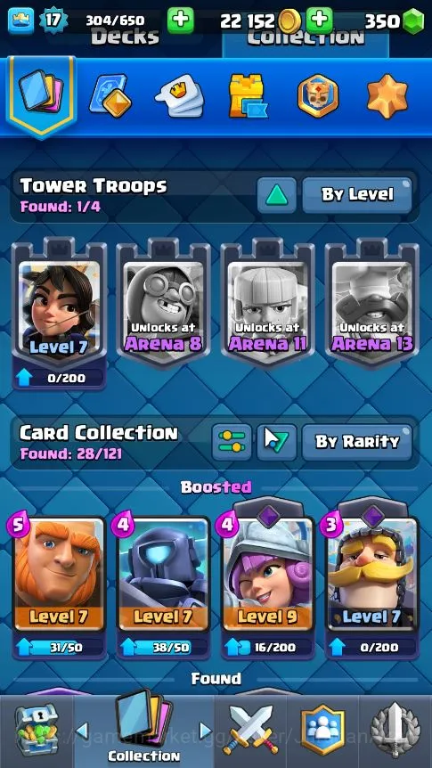 Clash Royale Accounts Starter Lvl 17|Starter|Trophy 1301|Limited Skin|KTL 7|Card 28|1 EVO,1 Epic,14 Rare,13 Common|Gems 4