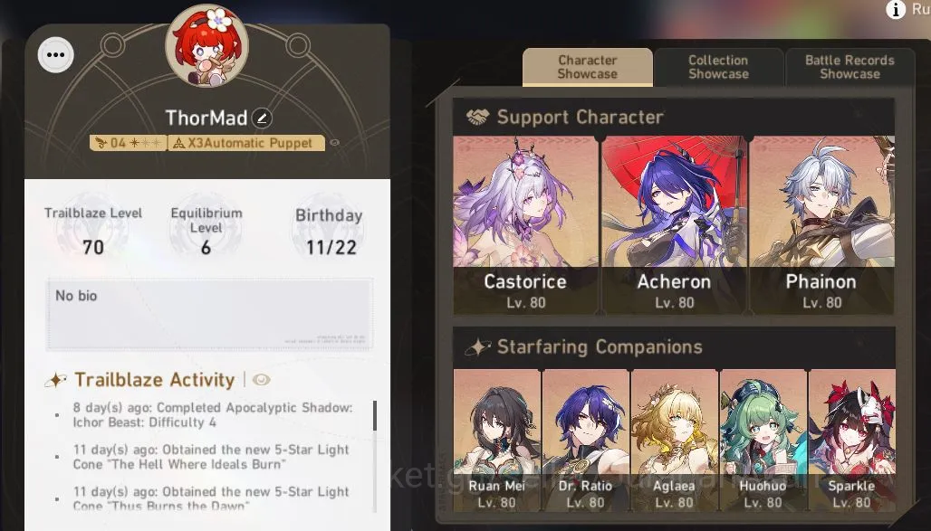 Honkai Star Rail Mid Game ASIA|TL70|10 Limited(Phainon+Sign,Archer+Sign,Ruan image 1