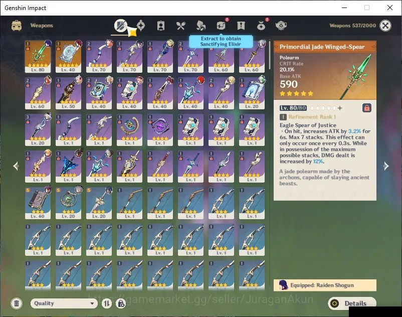 Genshin Impact Accounts Mid Game ASIA|AR 50|4 Limited+2 [5 Star's Weapon]|[Nilou,Yelan,Raiden Shogun,Ayaka]|Mid Story|Mc 2