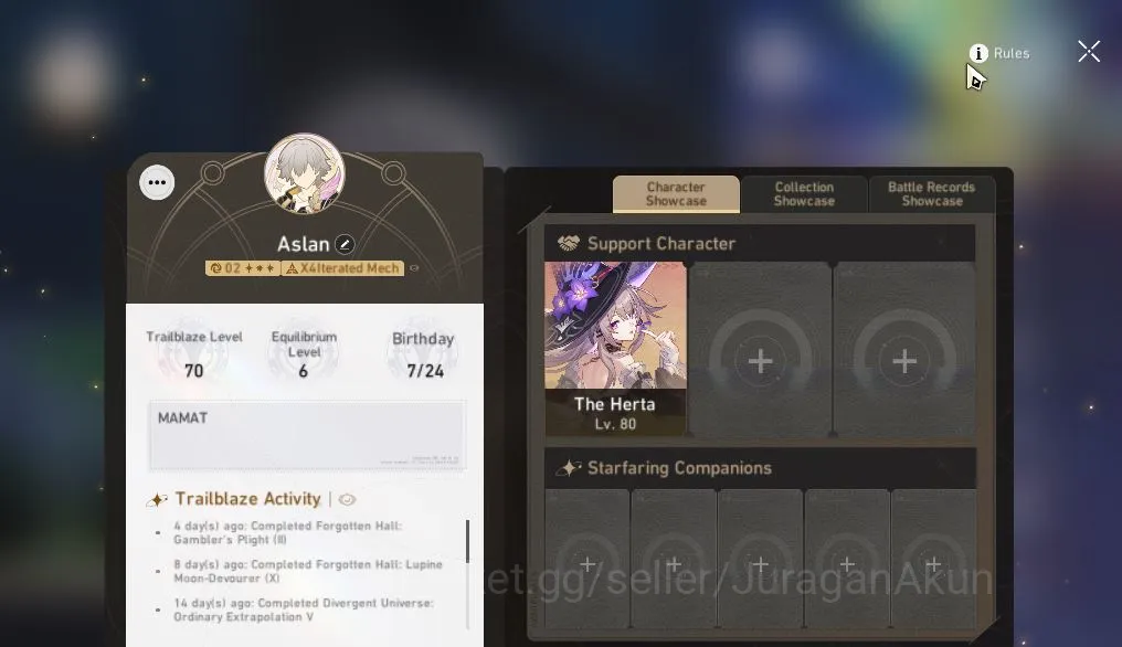 Honkai Star Rail Mid Game ASIA|TL70| 12 Limited [The Herta+Sign,Archer,Kafka image 1