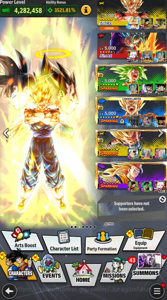 Dragon Ball Legends Accounts Mid-Tier 328M Total Power|LV 250|8 UL+ 37 LL| Fusion Zamasu, SS God Vegito, SS Goku Max Star 5