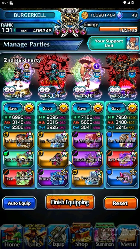 Grand Summoners Accounts Mid-Game Global|Rank131|15 4