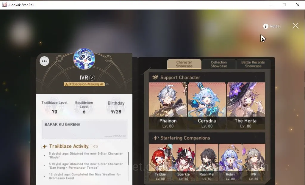 Honkai Star Rail End Game ASIA [TL70] 14 Limited (Cerydra,Robin,Lingsha)+Sig image 1