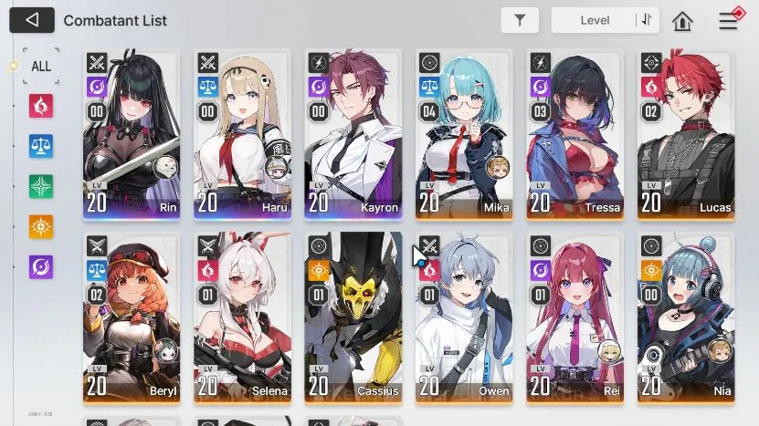 Chaos Zero Nightmare Accounts Global Lv22| 4 SSR (Rin, Haru, Kayron, Renoa) + 8 SR (Mika M4, Tressa M3, etc) + 15 SR 2