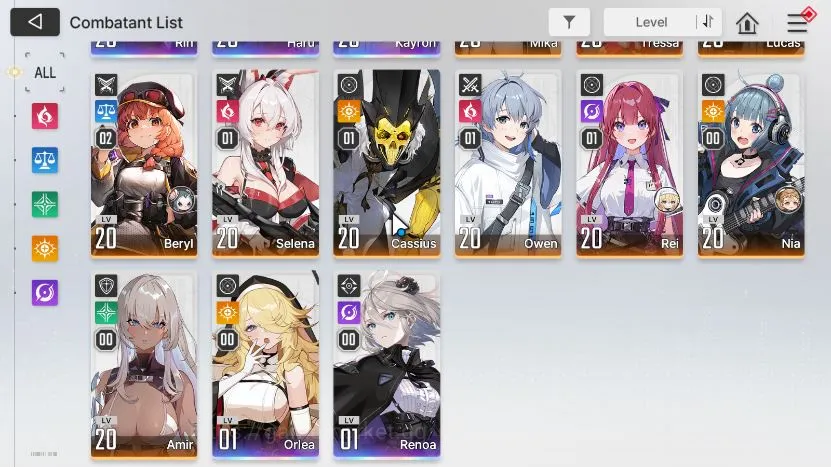 Chaos Zero Nightmare Accounts Global Lv22| 4 SSR (Rin, Haru, Kayron, Renoa) + 8 SR (Mika M4, Tressa M3, etc) + 15 SR 3