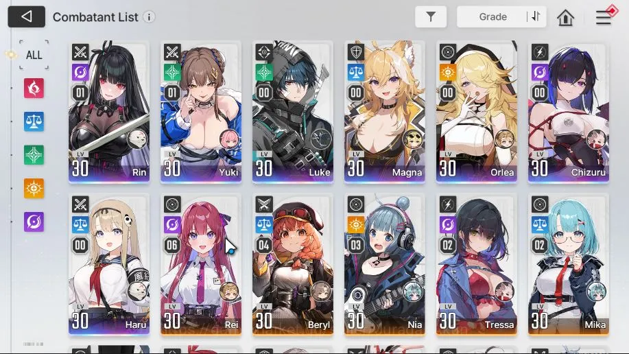 Chaos Zero Nightmare Accounts Global|LV 32|7 SSR [YukiM1,Chizuru,Haru,RinM1,Luke,Magna,Orela] + 11 SR + 18 SR Partner|Log 2