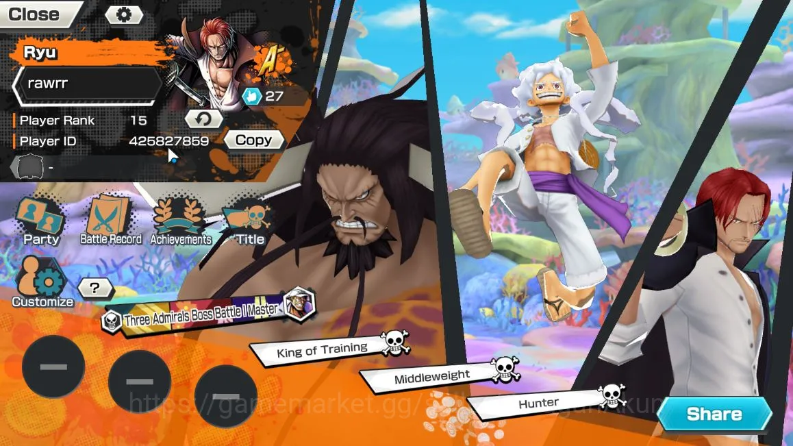 One Piece Bounty Rush Accounts Mid-Tier Meta [Luffy G5 Lv 71, Yamato Lv 60, Doflamingo Lv 80, Animal Kaido, Shanks,Oden 4