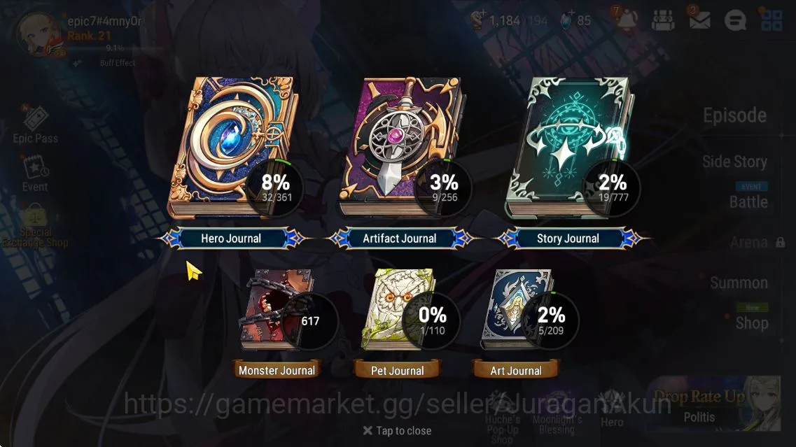 Epic Seven Accounts Starter Global Unverif|Fresh Starter|Low Progress|2 ML (Requim 3
