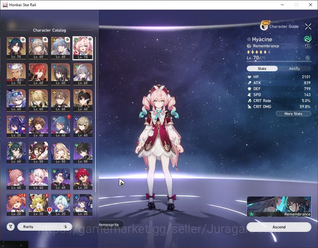 Honkai Star Rail Accounts Mid Game ASIA|TL 60|7 Limited|Sunday,Hyacine,Silver Wolf,Ruan Mei,Dante,Luocha,Archer|Mc 2